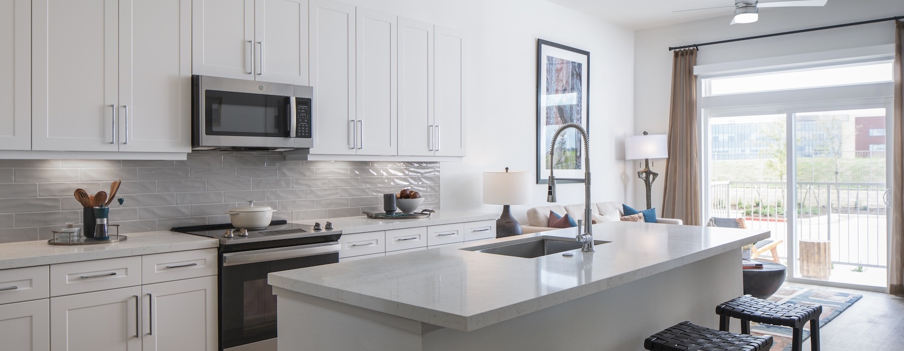 Well-lit kitchen with ample counter space