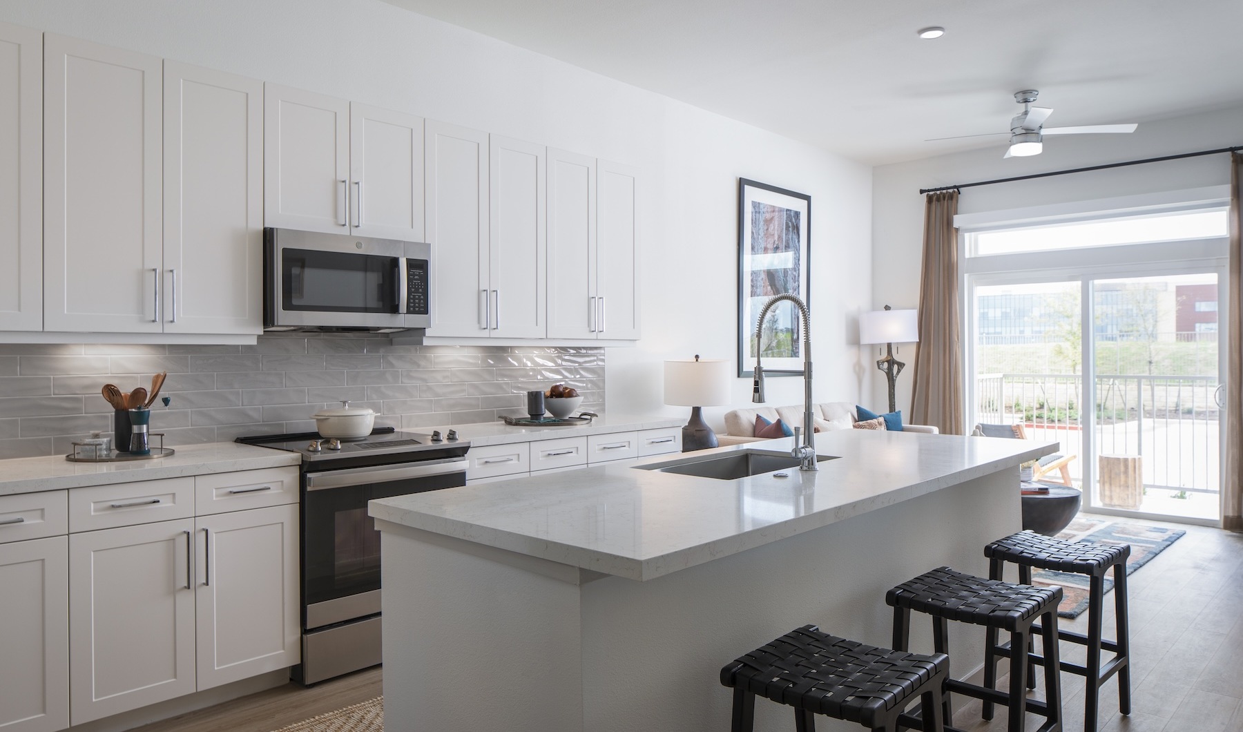 Well-lit kitchen with ample counter space